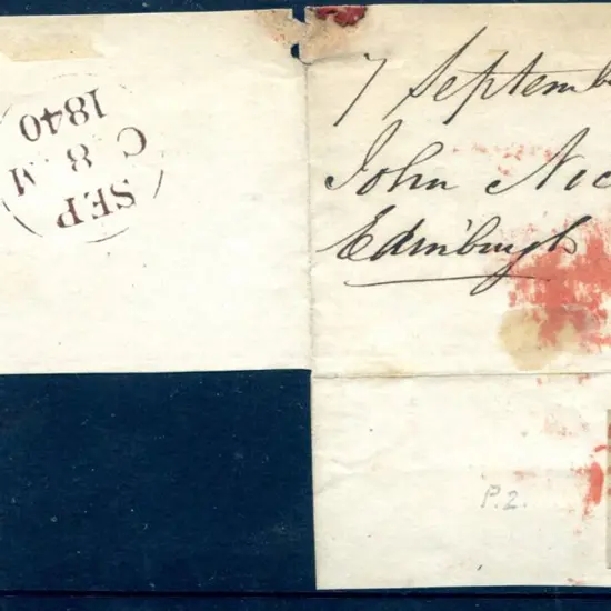 1840 1d black, plate 2 with 4 clear margins & ...
