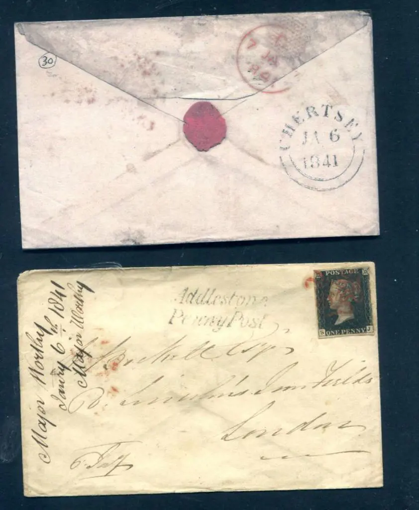 1840 1d black, plate 6 on env tied by neat part ... Image 1++