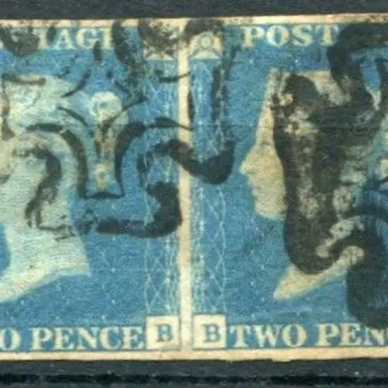 1840 2d pale blue pair with clear even margins. ...
