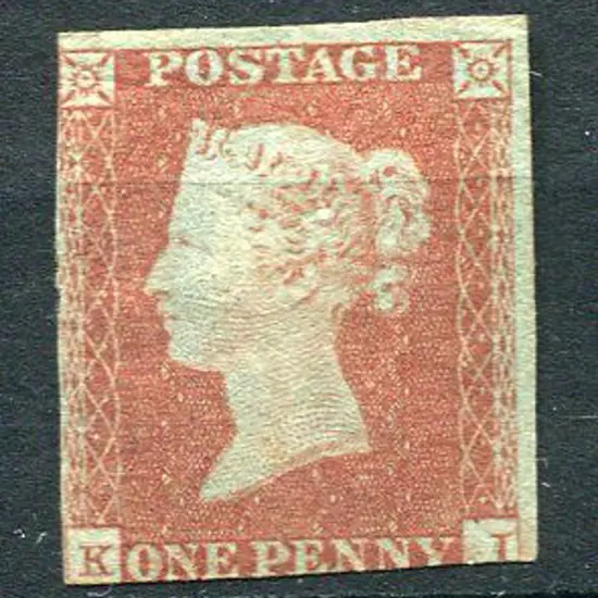 1841 1d red-brown with large margins top & right, ...