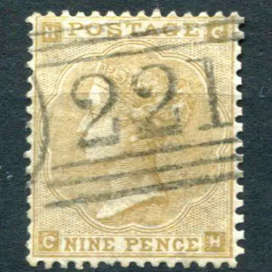 1862/64 9d bistre. Fine used with neat part "221" ...