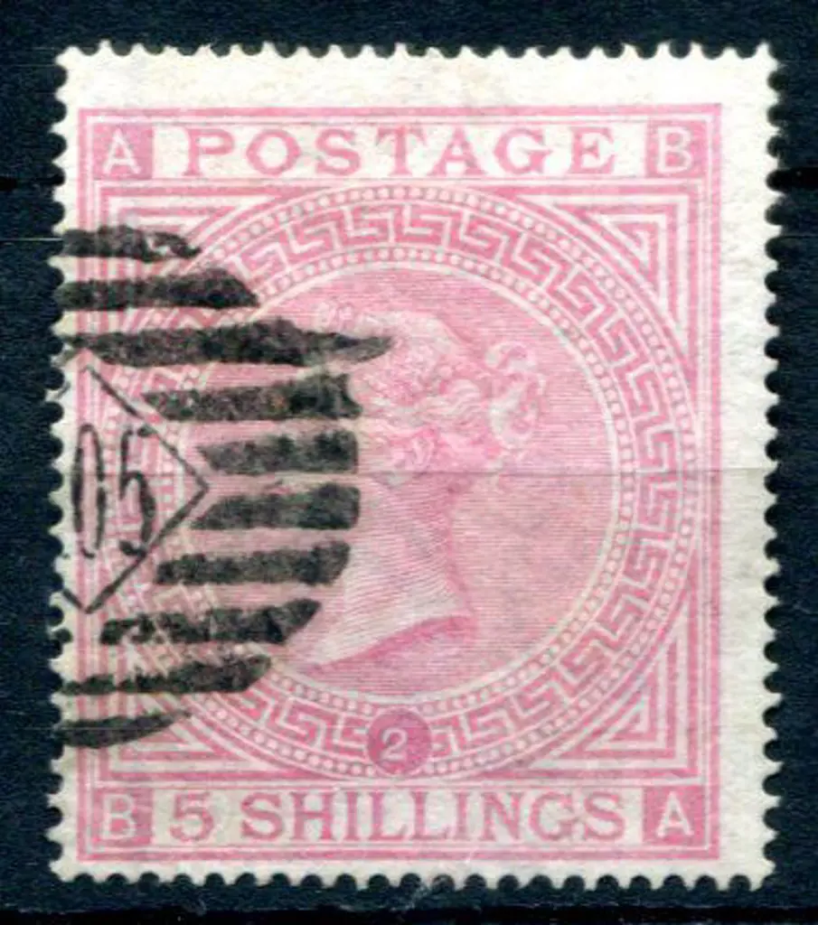 1867/83 5/- pale rose, plate 2 good to fine used ... Image 1++