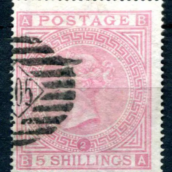 1867/83 5/- pale rose, plate 2 good to fine used ...