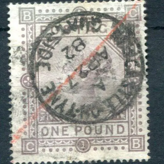 1867/83 £1 brown-lilac, Plate 1, Maltese Cross ...