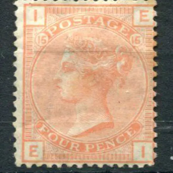 1873/80 4d vermilion, plate 15 with large coloured ...