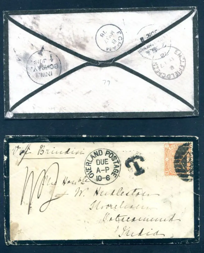 1878 (17th May) Mourning env with 8d orange QV ... Image 1++
