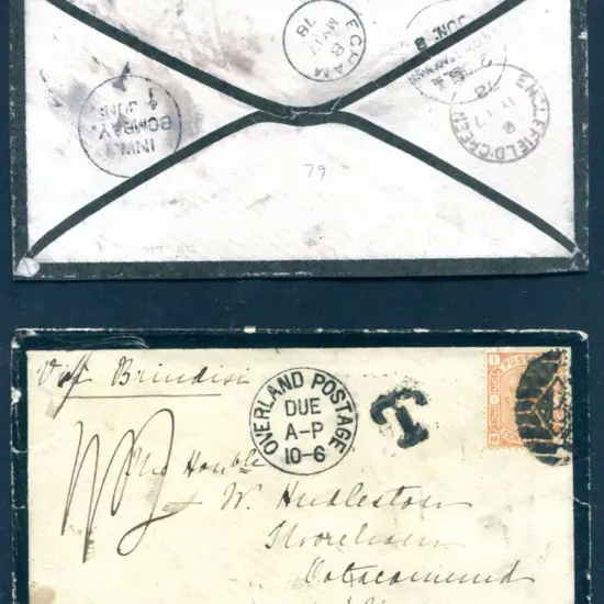 1878 (17th May) Mourning env with 8d orange QV ...