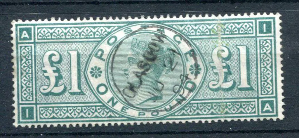 1887/92 £1 green QV. F/U with central Glasgow ... Image 1++