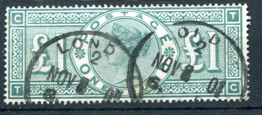 1887/92 £1 green QV. Fine used with London NOV 8 ... Image 1++
