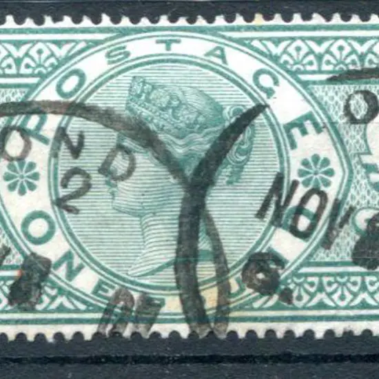 1887/92 £1 green QV. Fine used with London NOV 8 ...