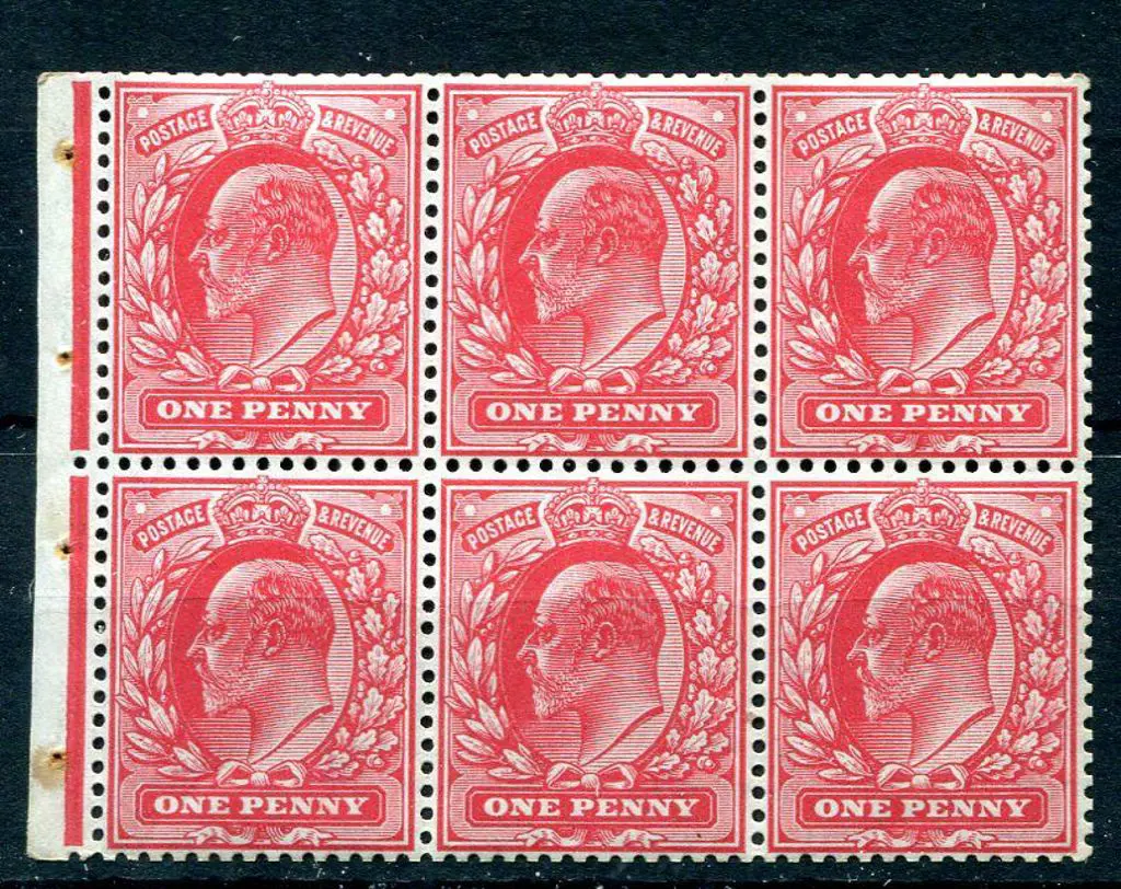 1902/10 1d scarlet KEVII booklet pane of 6 with ... Image 1++