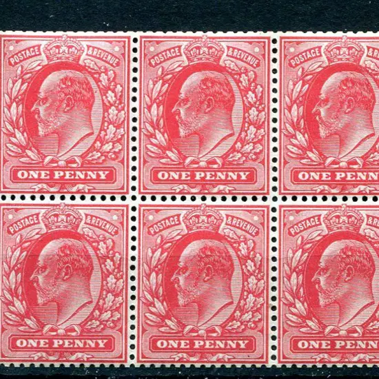 1902/10 1d scarlet KEVII booklet pane of 6 with ...