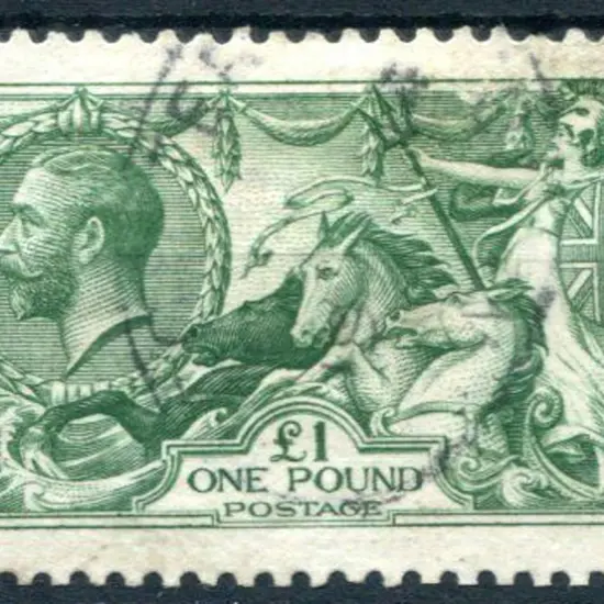 1912 £1 green Seahorse. Fine used with light oval ...