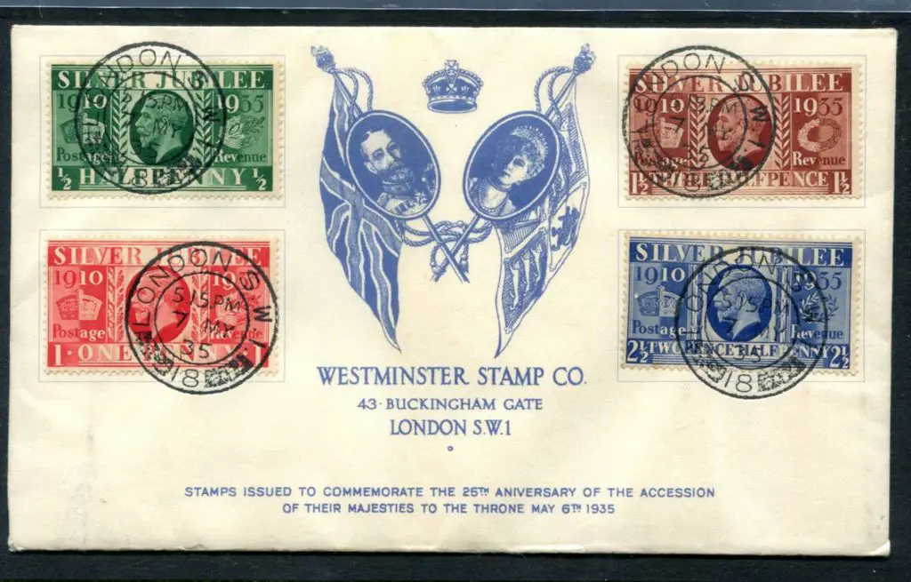 1935 (7th May) KGV Silver Jubilee set of 4 on ... Image 1++
