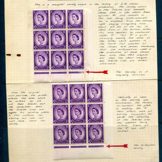 1960 3d violet QEII in lower right marginal block ...