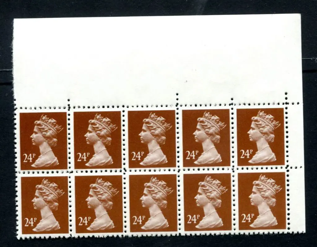 1993 24p brown Machin block of 10 forgeries with ... Image 1++