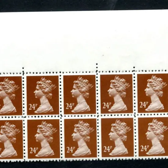 1993 24p brown Machin block of 10 forgeries with ...