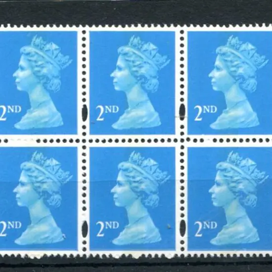 1998 2nd class bright blue Machin block of 10 ...
