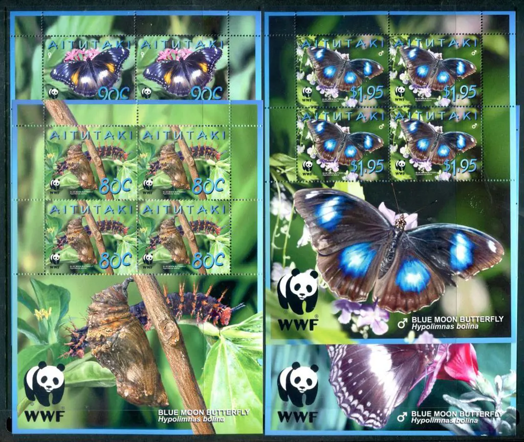 Aitutaki 2008 WWF Butterflies set of 4 in ... Image 1++