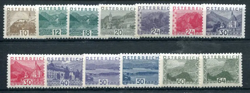 Austria 1932 View defins set excl 40g blue. Fine ... Image 1++