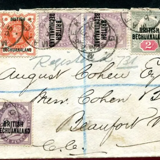 Bechuanaland 1895 (2nd May) Registered cover to ...
