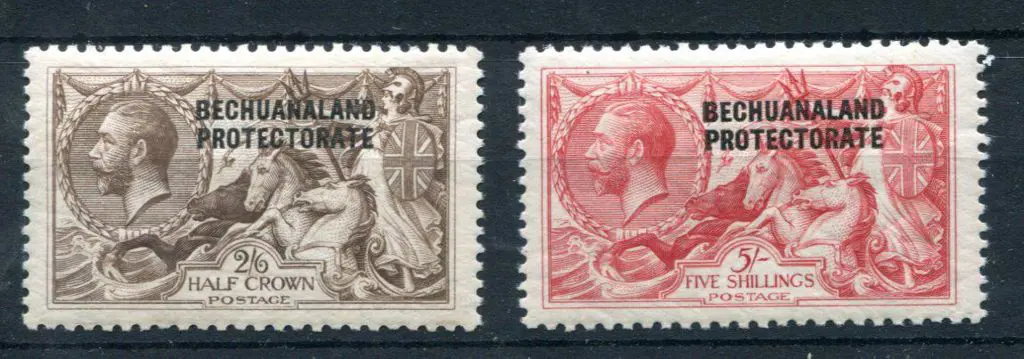 Bechuanaland 1920/23 2/6d & 5/- Seahorses from BW ... Image 1++