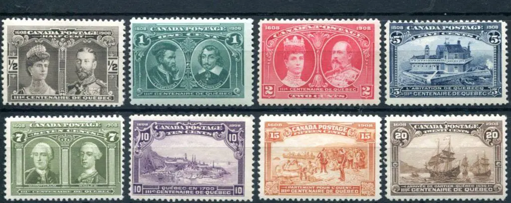 Canada 1908 Quebec Tercentenary set of 8. Fresh ... Image 1++