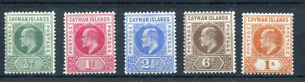 Cayman Is. 1902/03 ½d to 1/- KEVII single crown ... Image 1++