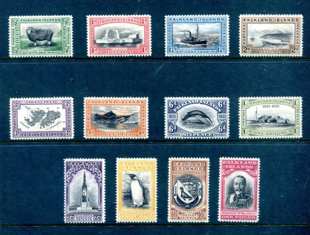 Falkland Is. 1933 ½d to £1 Centenary set of 12. ... Image 1++
