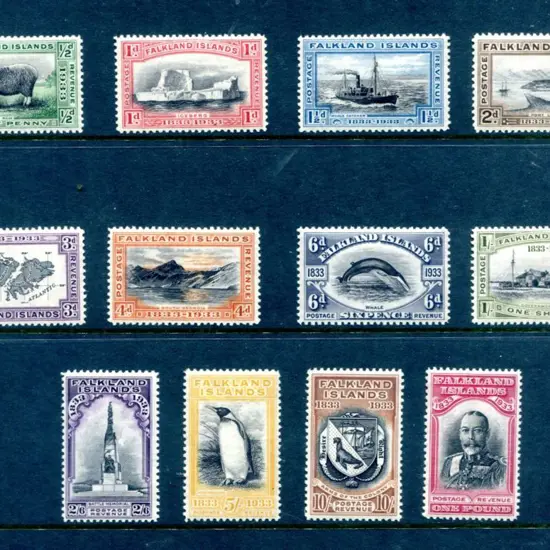 Falkland Is. 1933 ½d to £1 Centenary set of 12. ...