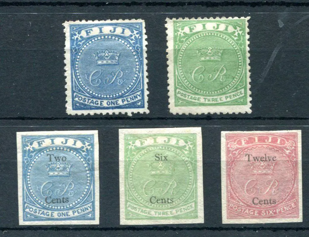 Fiji 1871 1d blue & 3d pale yellow-green MNG SG 10 ... Image 1++