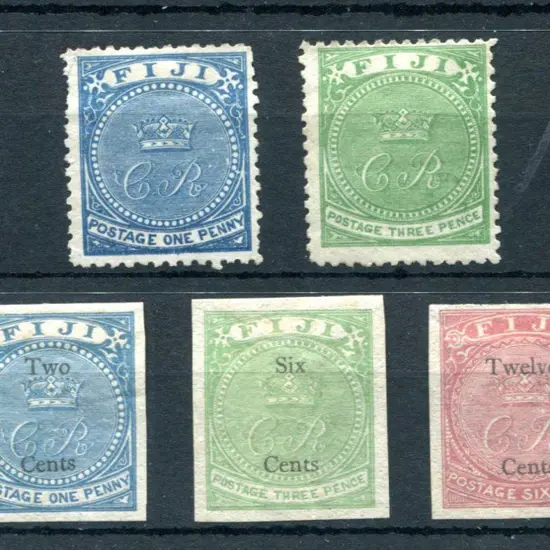 Fiji 1871 1d blue & 3d pale yellow-green MNG SG 10 ...