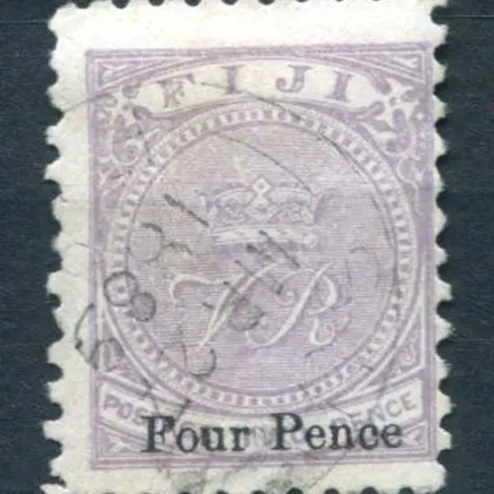 Fiji 1878/99 "Four Pence" 14mm surcharge on 2d ...