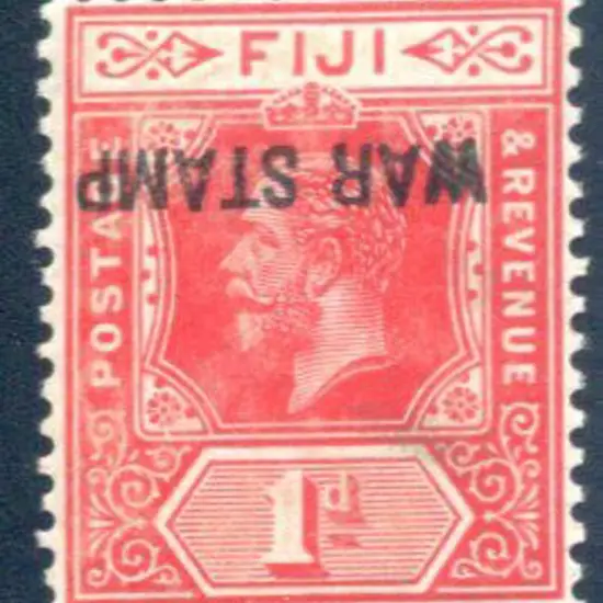 Fiji 1915 1d carmine KGV with inverted "WAR STAMP" ...