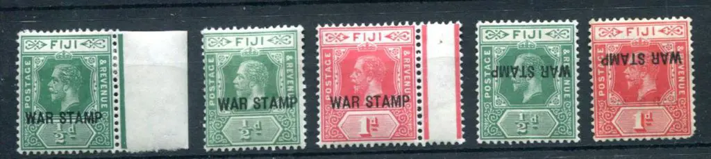 Fiji 1915/19 "WAR STAMP" ovpts on ½d in 2 shades ... Image 1++