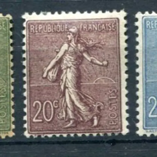 France 1903 10¢, 15¢, 20¢, 25¢ & 30¢ "Sower". ...