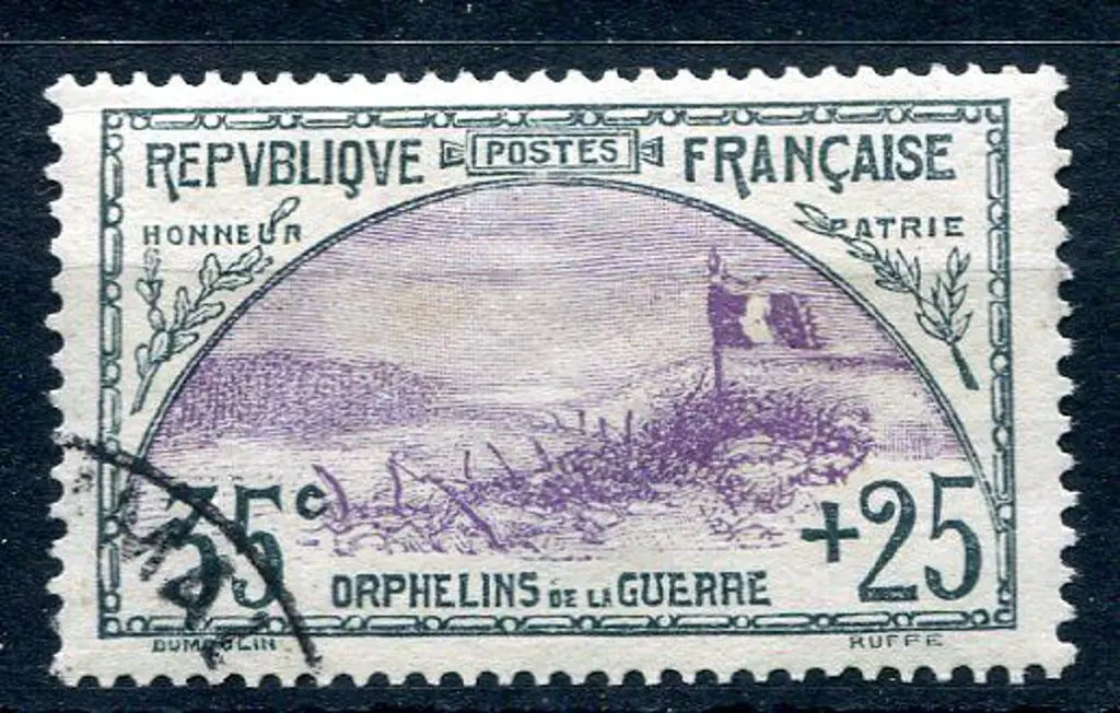 France 1917 35¢ + 25¢ violet & grey War Orphans ... Image 1++