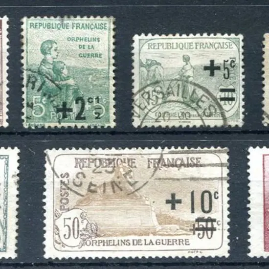 France 1922 War Orphans Fund surcharges to 1f+25. ...