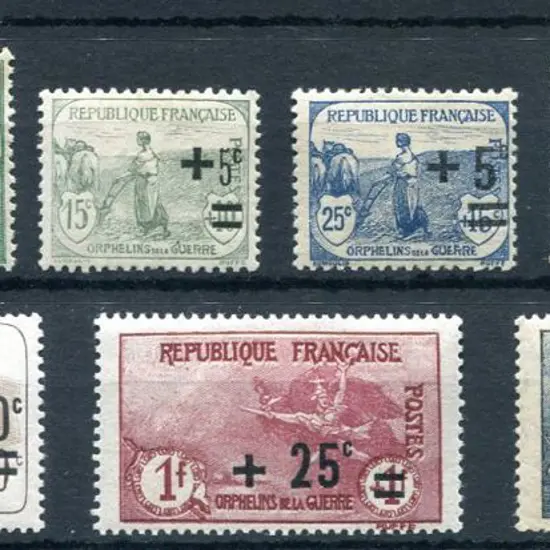 France 1922 War Orphans Fund surcharged set of 8. ...