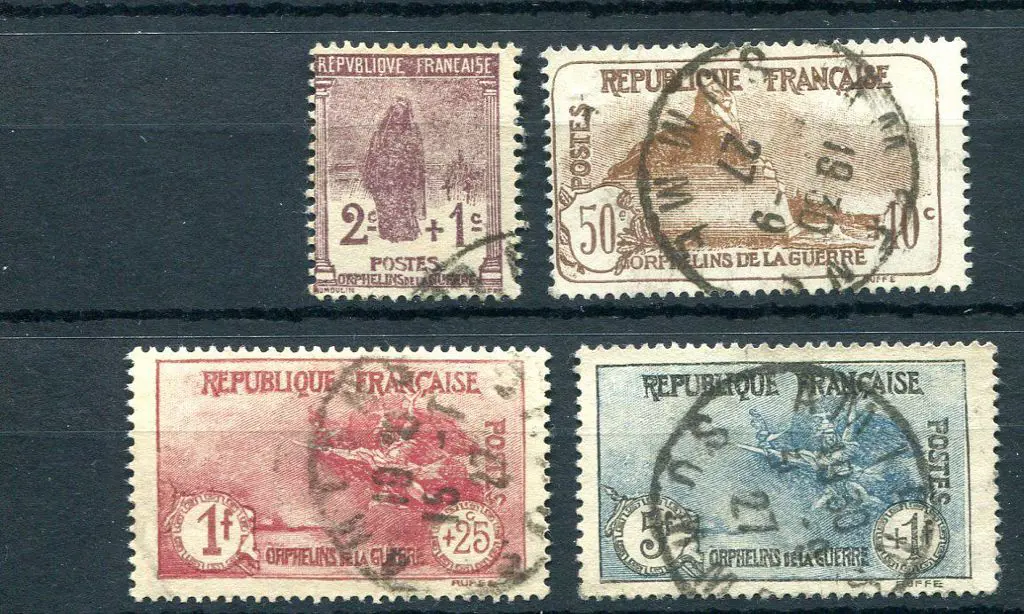 France 1926 War Orphans Fund set of 4. Fine used. ... Image 1++