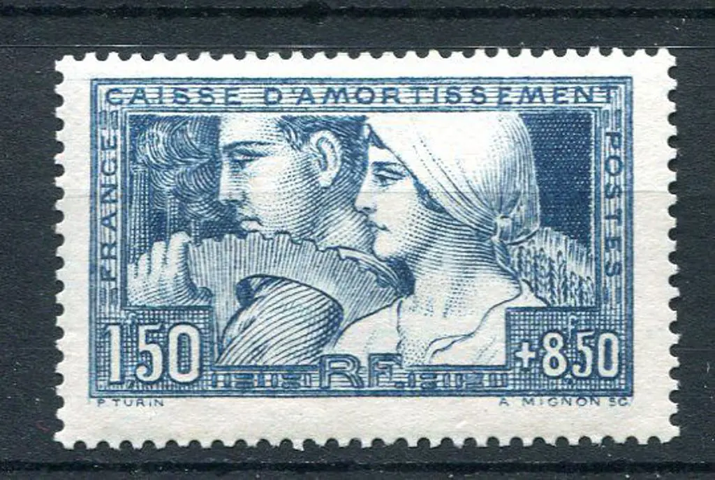 France 1928 1f50 + 8f50 blue Sinking Fund. MLH. SG ... Image 1++