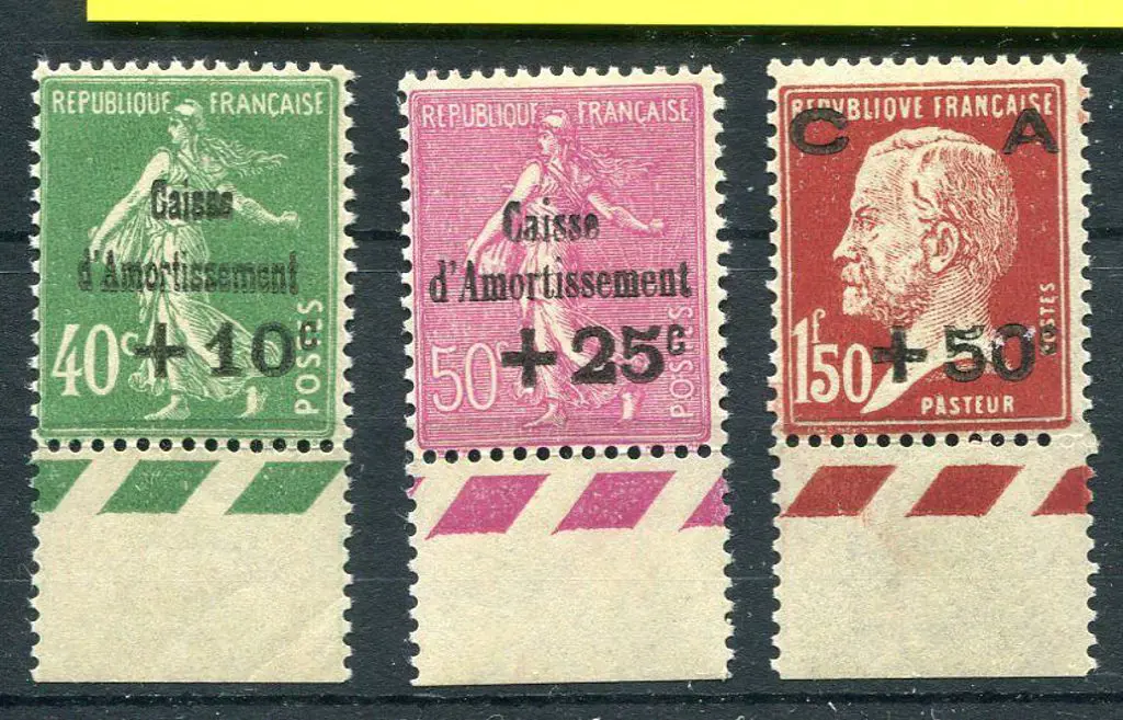France 1929 "Ceres & Pasteur" Sinking Fund set of ... Image 1++