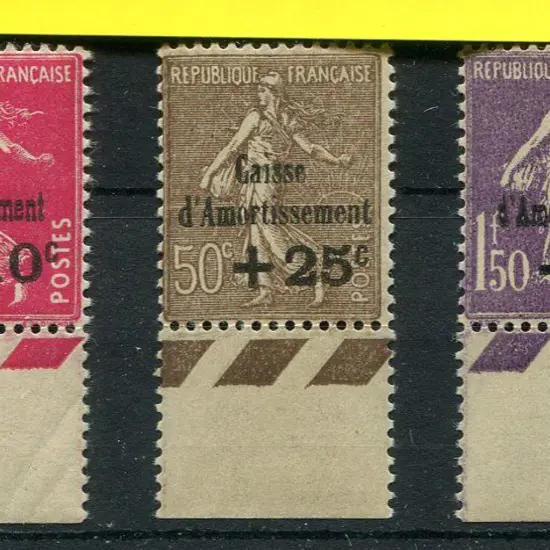 France 1930 "Ceres" Sinking Fund set of 3. MLH ...