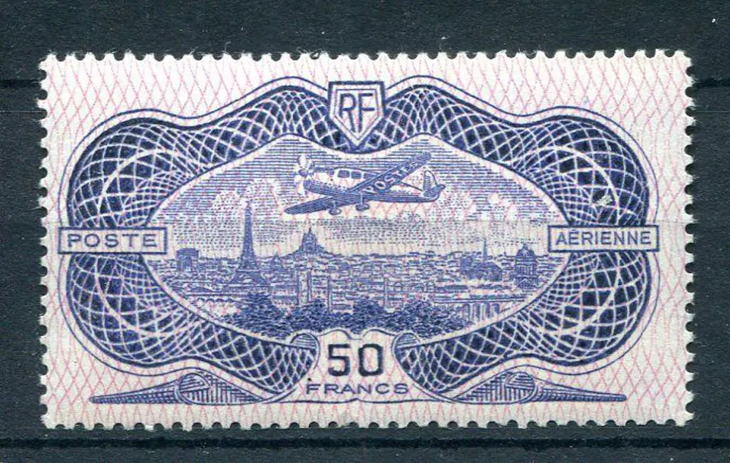 France 1936 50f "banknote" Airmail. Fresh MLH. SG ... Image 1++