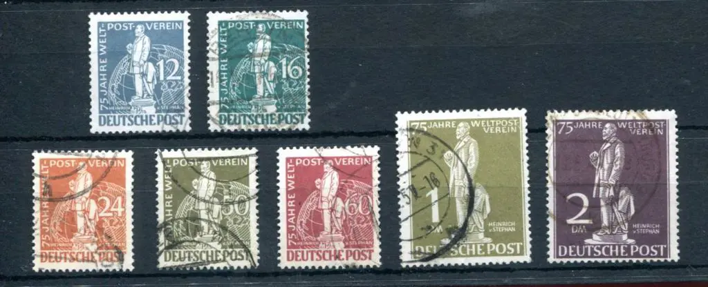 Germany-West Berlin 1949 16pf, 1Dm & 2Dm UPU. Good ... Image 1++