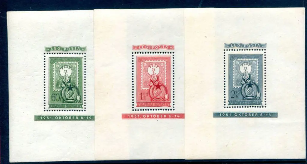 Hungary 1951 80th Anniv of Hungarian Stamps M/S's ... Image 1++