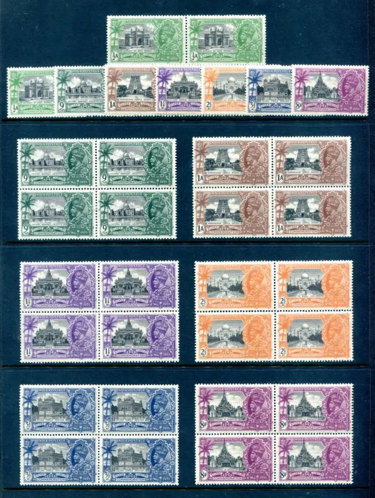 India 1935 Silver Jubilee set of 7 in singles & ... Image 1++