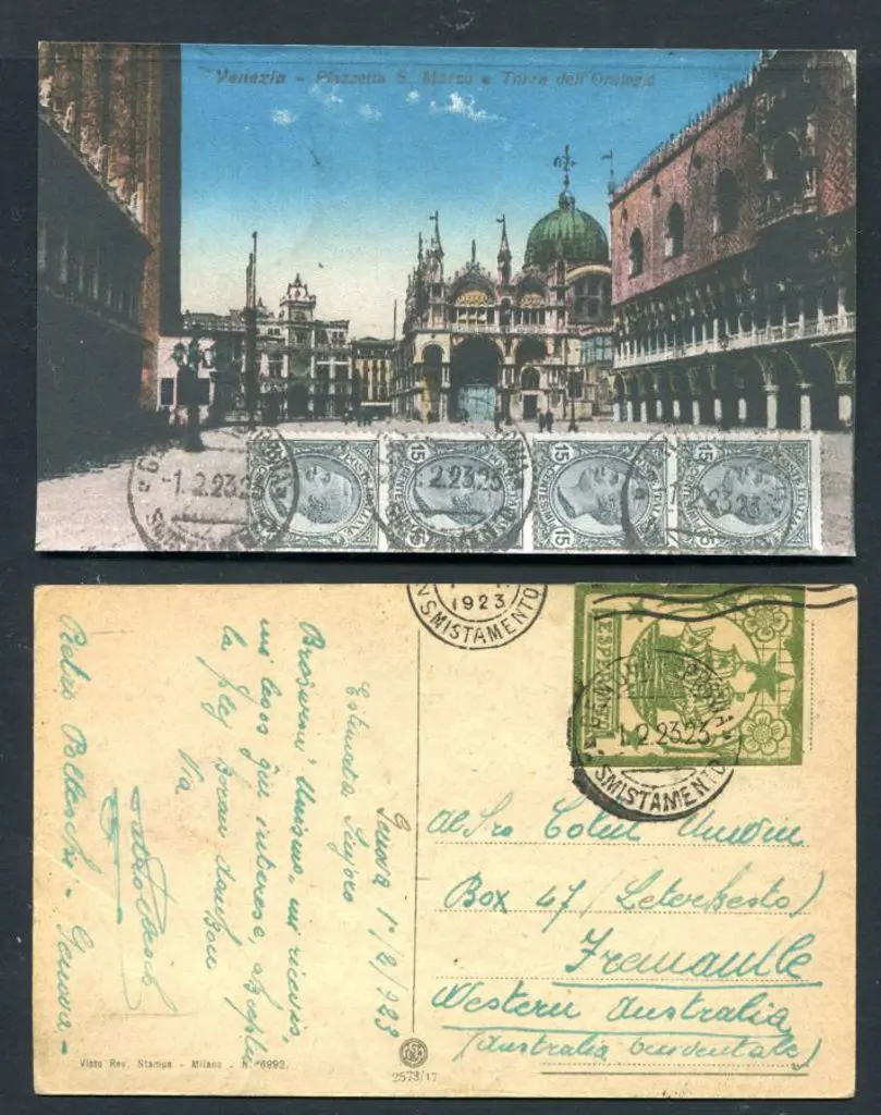 Italy 1923 (1st Feb) "Venezia Piazzetta S. Marco e ... Image 1++