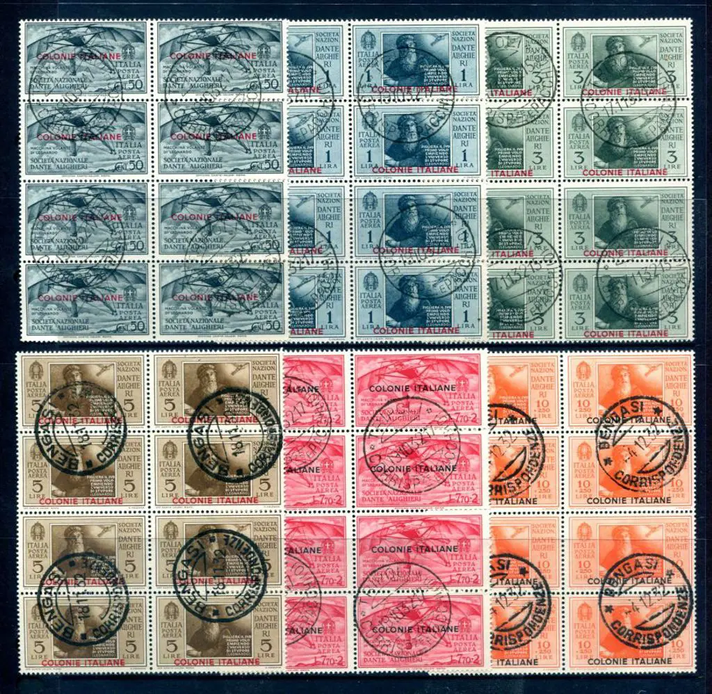 Italian Colonies 1932 Dante Air set of 6 to 10l ... Image 1++