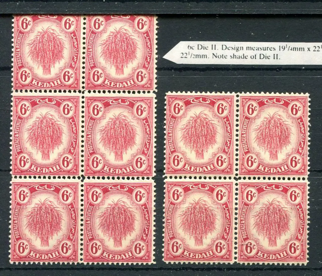 Malaysia-Kedah 1940 6¢ carmine-red, Die II in ... Image 1++